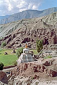 Valley of the river Indus Ladakh - Chortens and mani walls with piles of graved stones are a very common sight  